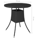 Tavolo da Giardino Nero 70x70x73 cm in Polyrattan