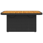 Tavolo da Giardino Nero 90x55x71cm in Polyrattan e Legno Acacia