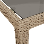 Tavolo Giardino 90x90x75 cm Vetro Temperato e Polyrattan Beige