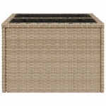 Tavolo da Giardino Piano in Vetro Beige 55x55x37 cm Polyrattan