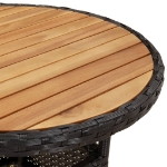 Tavolo Giardino Ø60x75 cm Massello Acacia e Polyrattan Nero