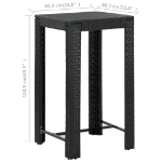 Tavolo da Bar da Giardino Nero 60,5x60,5x110,5 cm Polyrattan