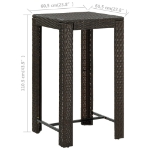 Tavolo da Bar da Giardino Marrone 60,5x60,5x110,5 cm Polyrattan