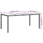 Tavolo Giardino Bianco 190x90x75 cm Vetro Temperato Polyrattan