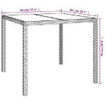 Tavolo Giardino 90x90x75 cm Vetro Temperato e Polyrattan Bianco