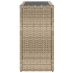 Tavolino da Giardino Piano Vetro Beige 58x27,5x55 cm Polyrattan