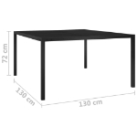 Tavolo da Giardino 130x130x72 cm Nero in Acciaio e Vetro