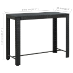 Tavolo Bar da Giardino Nero 140,5x60,5x110,5 cm Polyrattan