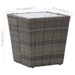 Tavolino Grigio 41,5x41,5x43 cm in Polyrattan e Vetro Temperato