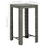 Tavolo da Bar da Giardino Grigio 60,5x60,5x110,5 cm Polyrattan