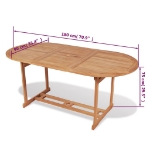 Tavolo da Giardino 180x90x75 cm in Massello di Teak