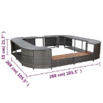 Bordo Spa Quadrato Grigio 268 x 268 x 55 cm in Polyrattan