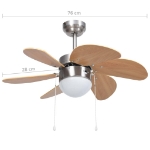 Ventilatore da Soffitto con Luce 76 cm Marrone Chiaro