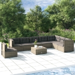 Set Divani da Giardino 8 pz con Cuscini in Polyrattan Grigio