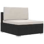 Set Divani da Giardino 3 pz con Cuscini in Polyrattan Nero