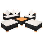 Set Divani da Giardino 6 pz con Cuscini in Polyrattan Nero