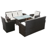 Set Divani da Giardino 5 pz con Cuscini in Polyrattan Marrone