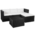 Set Divani da Giardino 3 pz in Polyrattan Nero e Bianco