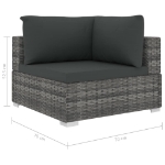 Set Divani da Giardino 6 pz con Cuscini in Polyrattan Grigio