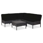 Set Divani da Giardino 6 pz con Cuscini in Polyrattan Nero