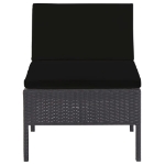 Set Divani da Giardino 6 pz con Cuscini in Polyrattan Nero