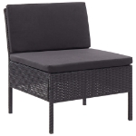 Set Divani da Giardino 3 pz con Cuscini in Polyrattan Nero