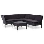 Set Divani da Giardino 6 pz con Cuscini in Polyrattan Nero