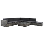 Set Divani da Giardino 8 pz con Cuscini in Polyrattan Grigio