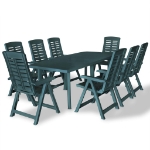 Set da Pranzo da Giardino 9 pz in Plastica Verde