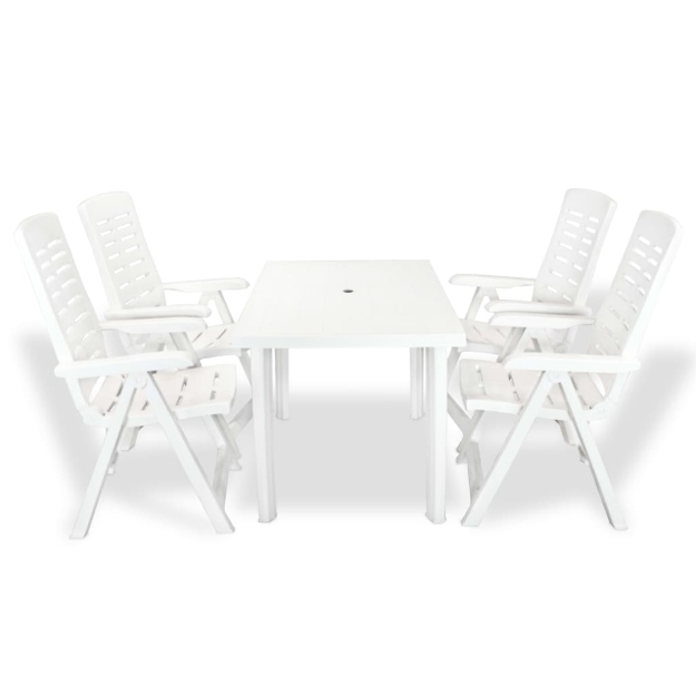 Set da Pranzo da Giardino 5 pz in Plastica Bianco