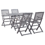 Set da Pranzo per Giardino 5 pz Legno Massello di Acacia Grigio