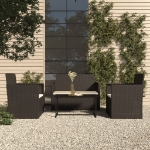 Set Salotto da Esterno 4 pz con Cuscini in Polyrattan Nero