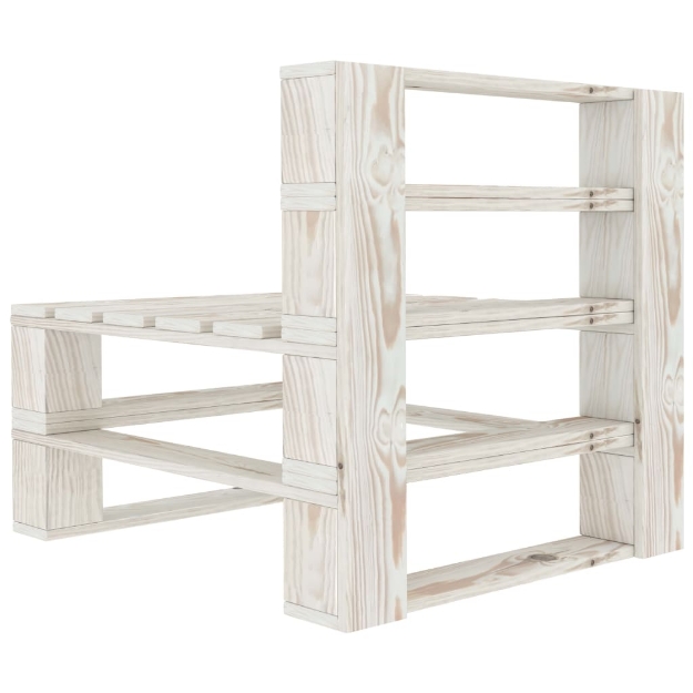 Set Salotto da Giardino 6 pz Pallet in Legno Bianco