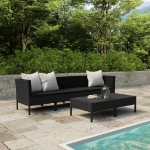 Set Divani da Giardino 6 pz con Cuscini in Polyrattan Nero