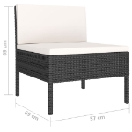 Set Divani da Giardino 10 pz con Cuscini in Polyrattan Nero