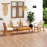 Set Divani da Giardino 5 pz con Cuscini in Massello di Acacia