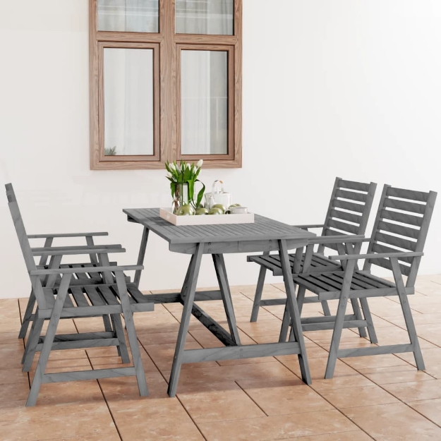 Set Pranzo da Giardino 5 pz in Legno Massello di Acacia Grigio