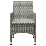 Set Bistrot Giardino 3 pz Polyrattan e Vetro Temperato Grigio