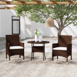 Set da Pranzo per Giardino 3pz in Polyrattan Marrone