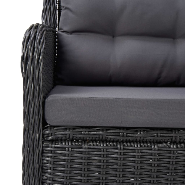 Set da Pranzo da Giardino 7 pz in Polyrattan Nero