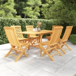 Set da Pranzo da Giardino 7 pz in Legno Massello di Teak