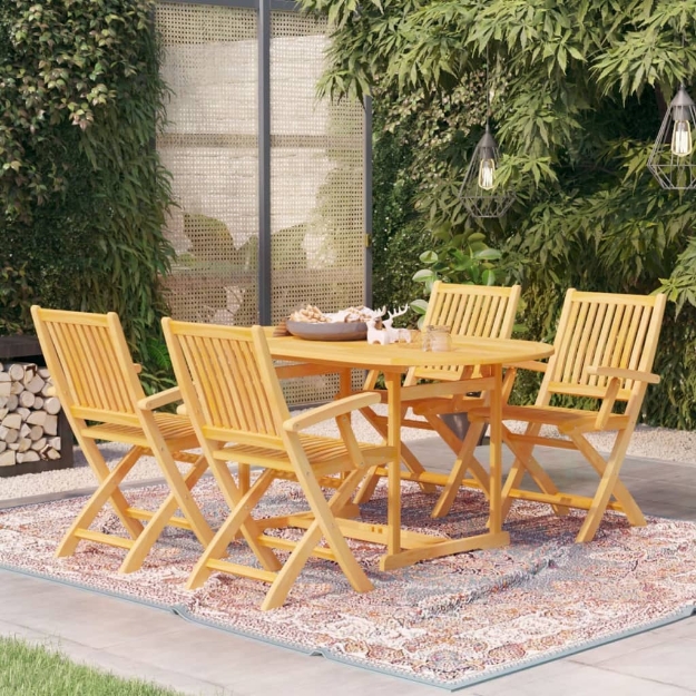 Set da Pranzo da Giardino 5 pz in Legno Massello di Teak