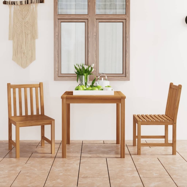 Set da Pranzo per Esterni 3 pz in Legno Massello di Teak