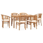 Set da Pranzo da Giardino 7 pz con Cuscini Legno di Teak