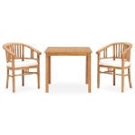 Set da Pranzo da Giardino 3 pz con Cuscini in Massello di Teak