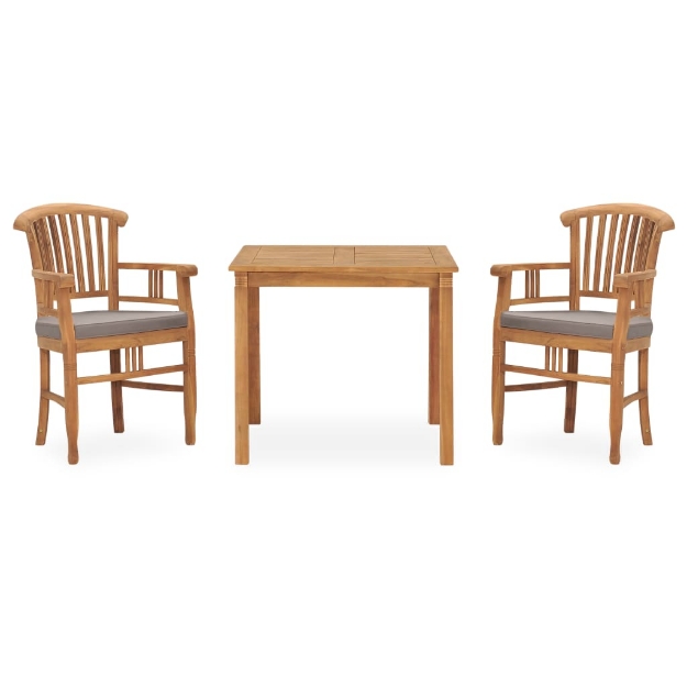 Set da Pranzo da Giardino 3 pz con Cuscini in Legno di Teak