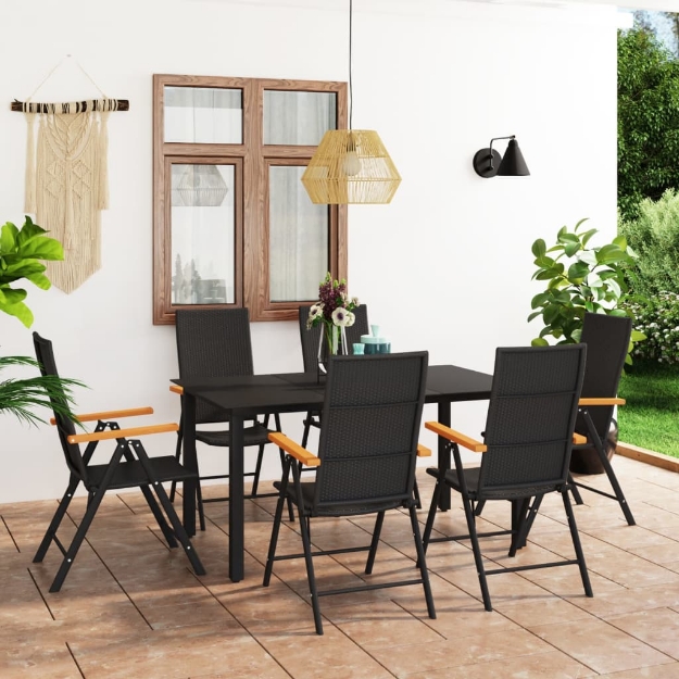 Set da Pranzo da Giardino 7 pz Nero e Marrone