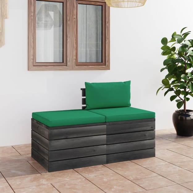 Set Divani da Giardino su Pallet 2 pz con Cuscini Massello Pino