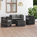 Set Divani da Giardino su Pallet 5 pz con Cuscini Massello Pino