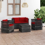 Set Divani da Giardino su Pallet 5 pz con Cuscini Massello Pino